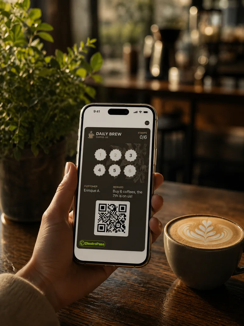 Cliente usando DiestroPass en una cafetería